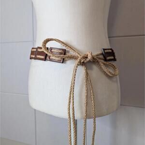 Vintage Chico's boho rope & leather square tie belt